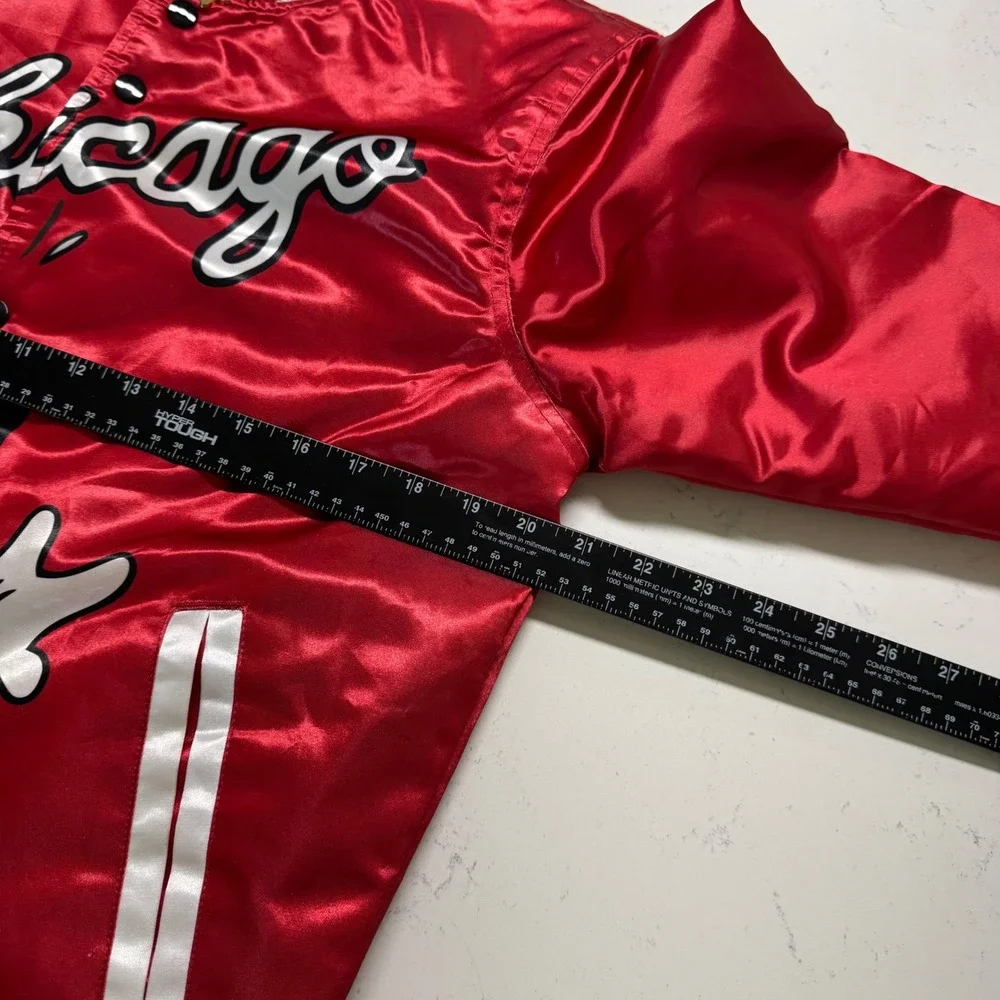 Headgear Classics Mickey Mouse Jacket Youth XL Red Chicago Satin Varsity Bomber